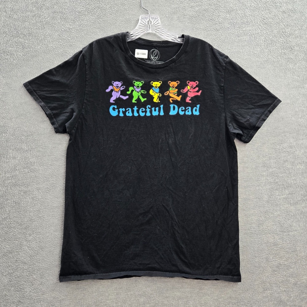Grateful Dead Men Shirt Large Black Dancing Bear Graphic Short Sleeve Tee READ